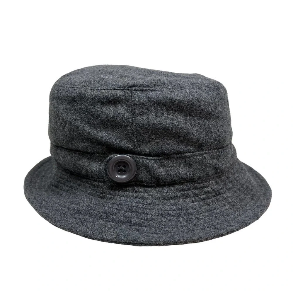 Nine & Company Bucket Hat Felt Lined‎ Button Detail Gray Women Size OSFA